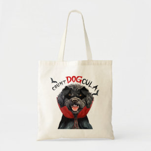Black Barbet Vampire Dog Trick or Treat Halloween Tote Bag