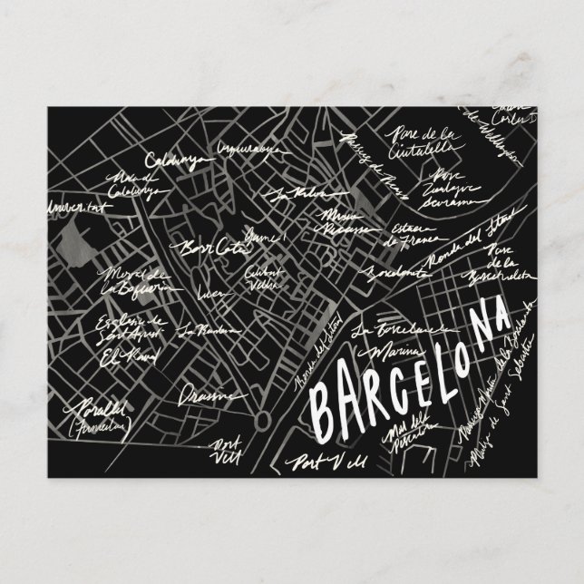 Black Barcelona Spain Vintage Travel New Postcard (Front)