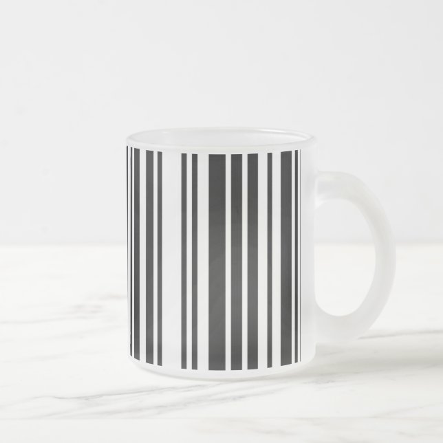 Black Barcode Frosted Glass Mug (Right)