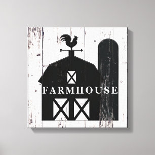 Black Barn White Wood Rustic Farmhouse Wall Art