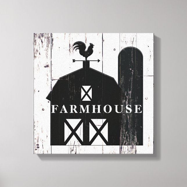 Black Barn White Wood Rustic Farmhouse Wall Art (Front)