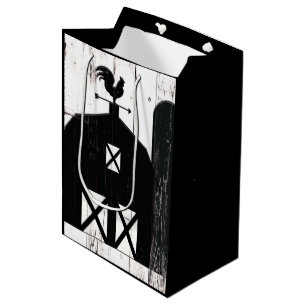 Black Barn White Wood Rustic Farmhouse Wedding Medium Gift Bag