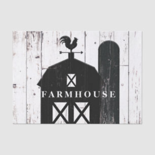 Black Barn White Wood Rustic Farmhouse Wedding Tissue Paper