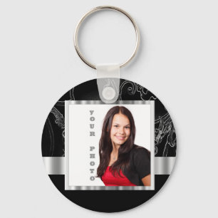 Black baroque instagram template key ring