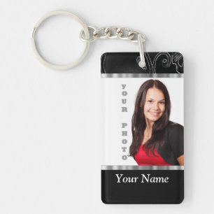 Black baroque instagram template key ring