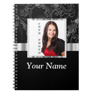 Black baroque instagram template notebook