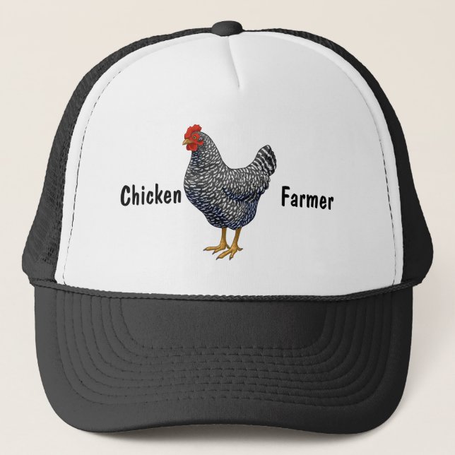 Black Barred Plymouth Rock Hen Trucker Hat (Front)