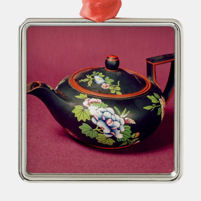 Black basalt teapot metal tree decoration (Front)