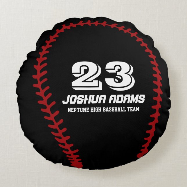 Black Baseball Games Sports Team Round Pillows (Front)