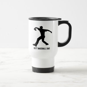 Black Baseball Player Silhouette Custom Text Travel Mug