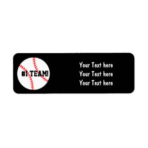 Black Baseball Team Birthday Party Address Labels