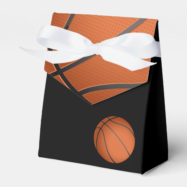 Black Basketball Baby Shower Treat Favour Box (Front Side)