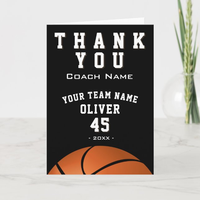 Black Basketball Ball Sports Thank you Coach  (Front)