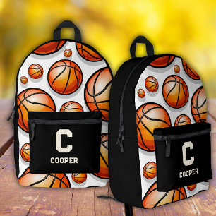Black basketball pattern  printed backpack