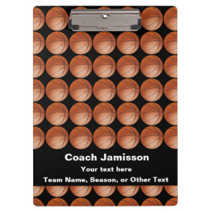 Black, Basketball Pattern, Thank You Coach Clipboard
