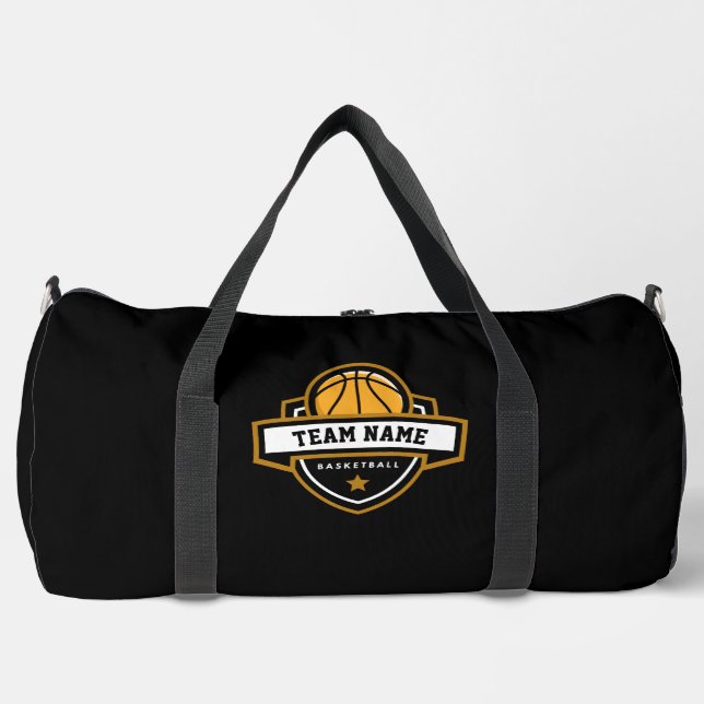 Black Basketball Shield  Duffle Bag (Front)