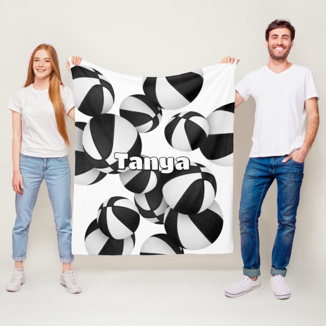 black basketball team colours kids sports decor fleece blanket (In Situ)