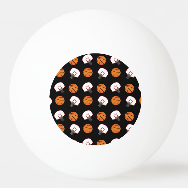 Black basketballs and nets pattern ping pong ball (Front)