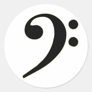 Black Bass Clef Classic Round Sticker