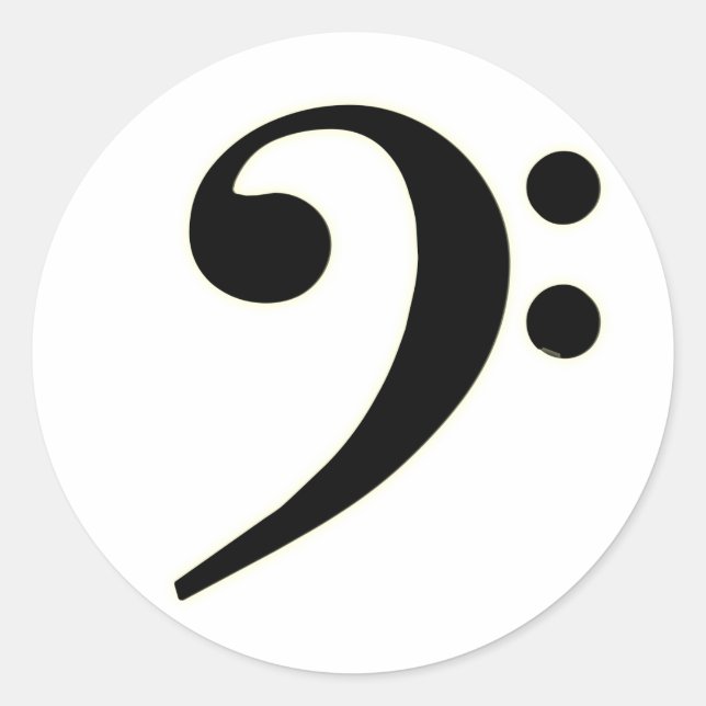 Black Bass Clef Classic Round Sticker (Front)
