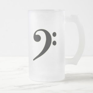 Black Bass Clef Frosted Glass Beer Mug