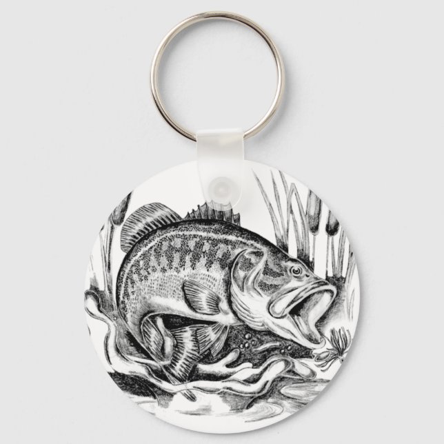 Black bass key ring (Front)