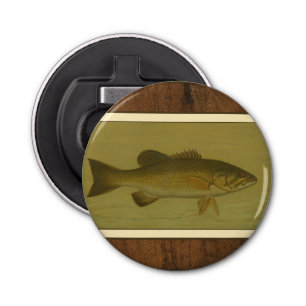 Black Bass on a Green Background Bottle Opener