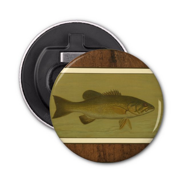 Black Bass on a Green Background Bottle Opener (Front)