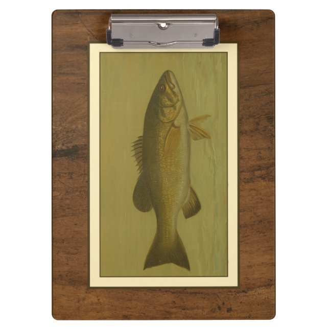 Black Bass on a Green Background Clipboard (Front)