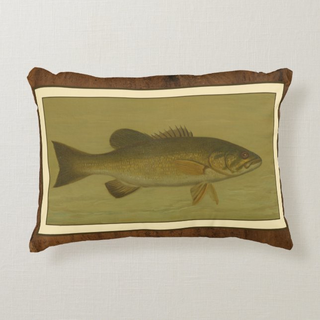 Black Bass on a Green Background Decorative Cushion (Front)