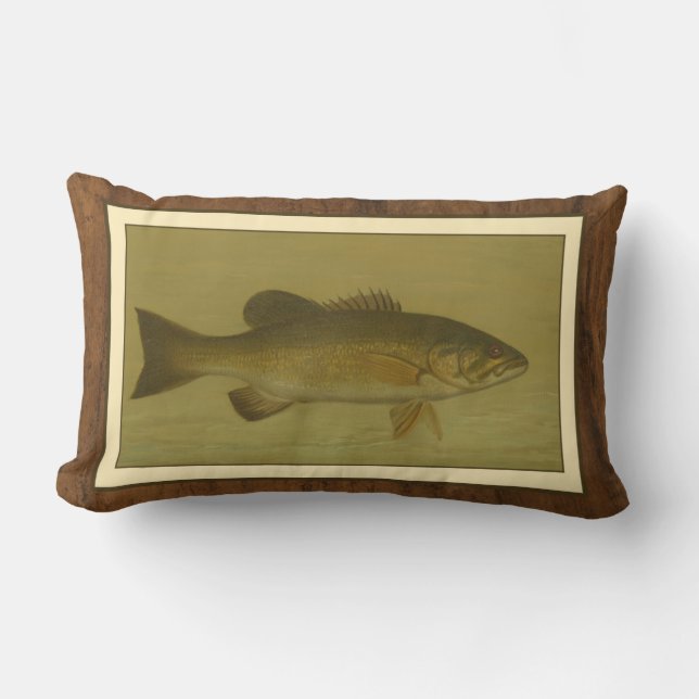 Black Bass on a Green Background Lumbar Cushion (Front)