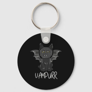 Black Bat Cat Halloween Vampire Vampurr Costume  Key Ring
