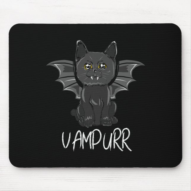 Black Bat Cat Halloween Vampire Vampurr Costume  Mouse Mat (Front)