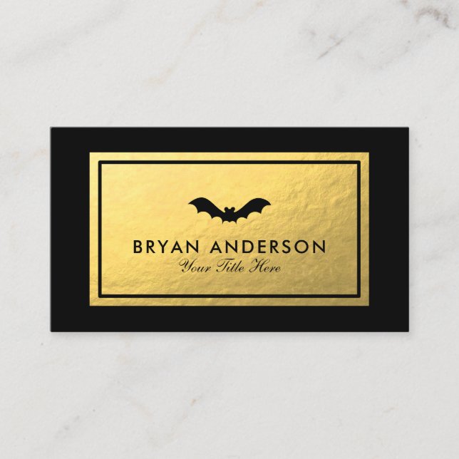 Black Bat - Faux Gold Foil Business Card (Front)