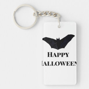 Black bat happy Halloween add name text witches Key Ring