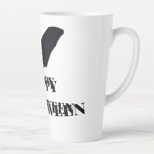 Black bat happy Halloween add name text witches Latte Mug