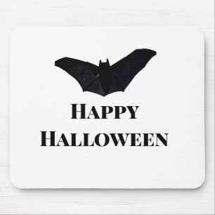 Black bat happy Halloween add name text witches Mouse Mat