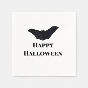 Black bat happy Halloween add name text witches Napkin