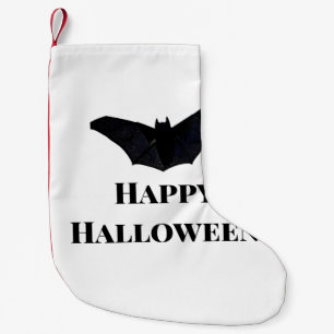Black bat happy Halloween add name text witches Small Christmas Stocking