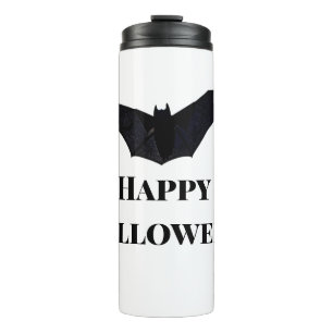 Black bat happy Halloween add name text witches Thermal Tumbler