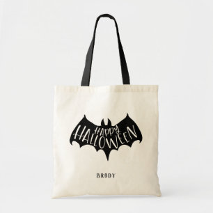 Black Bat Happy Halloween Tote Bag
