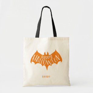 Black Bat Happy Halloween Tote Bag