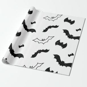 Black Bat Pattern with Distressed Texture Wrapping Paper
