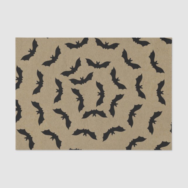 Black Bat Rustic Kraft Halloween Party Tissue Paper (Front)
