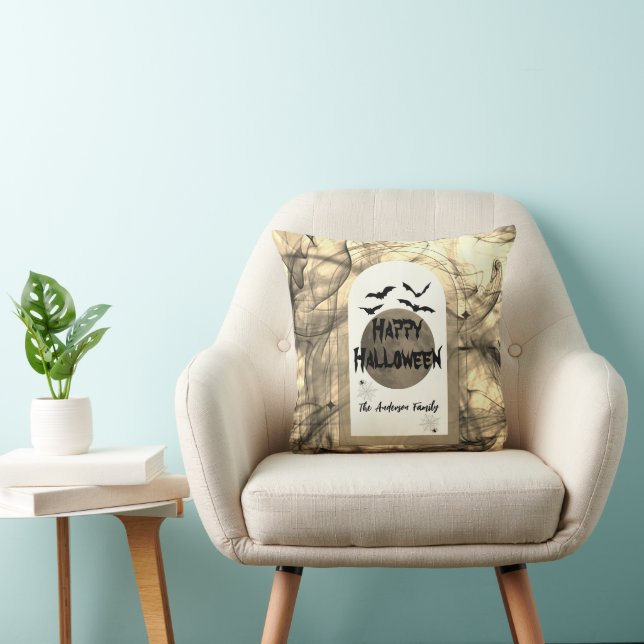 Black Bat Spider Scary Modern Happy Halloween Cushion (Chair)