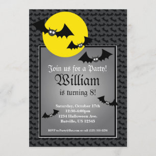 Black Bat Spooky Halloween Birthday Party Invite