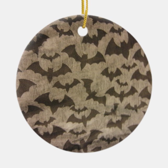 Black Bats Ceramic Tree Decoration (Front)