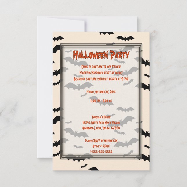 Black Bats Halloween Invitation (Front)