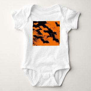 Black Bats In Flight Orange Baby Bodysuit