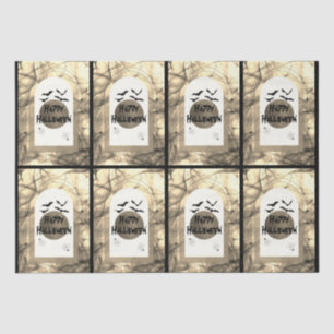 Black Bats Spooky Scary Pattern Happy Halloween Tissue Paper